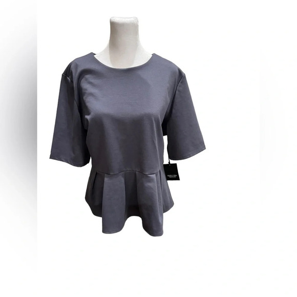 Simply Vera Vera Wang Tops - Simply Vera Vera Wang Elbow Sleeve Peplum Top Gray Purple Size XXL NWT